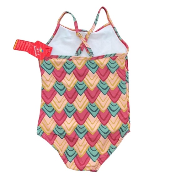 NWT one piece red yellow & green swim suit 2XL lined Adjustable bathing suit - Picture 4 of 7